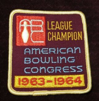 Vintage Bowling Patch - 1963 - 64 Abc American Bowling Congress League Champions