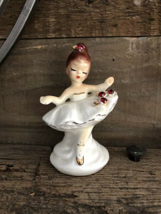 Rare Vintage Josef Originals Little Tutu Ruby Red Ballerina Porcelain Figurine