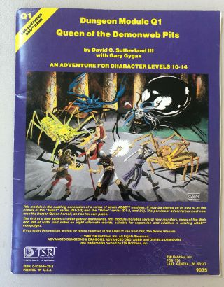 Rare & Exc Queen Of The Demonweb Pits Dungeons & Dragons Module Q1 1980