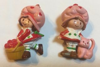 Vintage Strawberry Shortcake Pvc Mini Figures (2) Miniatures Pvc - G - Vgc