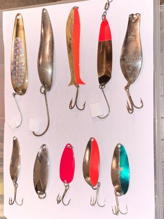 10 Vintage Spoon Fishing Lures Al’s Goldfish Flord Old Pal Mcknight Cleo Johnson