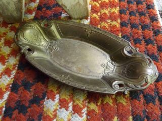 Lovely Fancy Antique Arts & Crafts Era Brass Ladies Hatpin Tray Hat Pin Tray