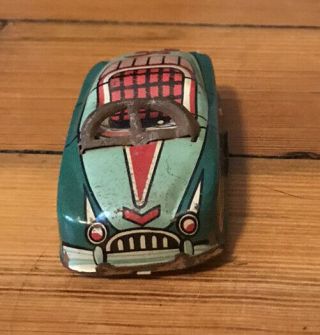 Vintage Antique Tin Friction Toy Car Red Bird Convertible Japan 1950s 78175