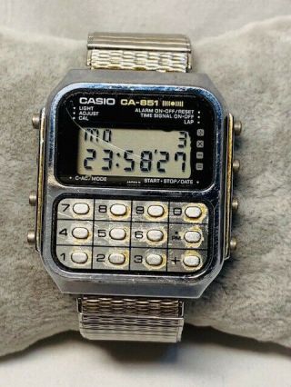 Rare Vintage Casio Ca - 851 Digital Calculator Silver Tone Watch Battery
