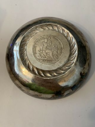 Extremely Rare 1888 Tf Peru Silver Un Sol Crown Coin Tray 925 Stamped Plata
