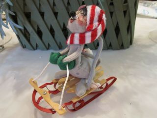 Vintage 1965 Annalee Sled Riding Mouse Doll