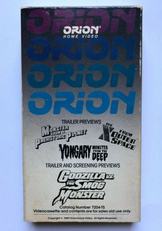 Godzilla Vs.  The Smog Monster Vhs Sci Fi - Ultra Rare Screener Promo 1989 Yongary