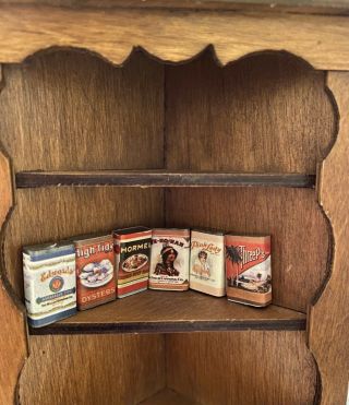 Vintage Dollhouse Miniature 1:12 Scale Set Of Food Tins Great Graphics