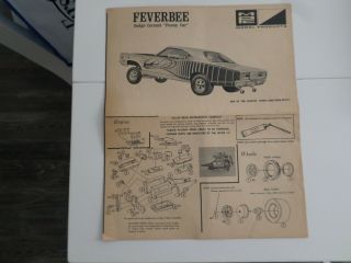Mpc 1968 Dodge Coronet " Feverbee " Funny Car Mpc Nstruction Sheet Only