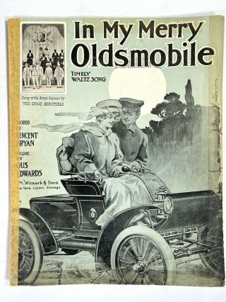 1905 Automobile Antique Sheet Music In My Merry Oldsmobile Photo Spook Minstrels