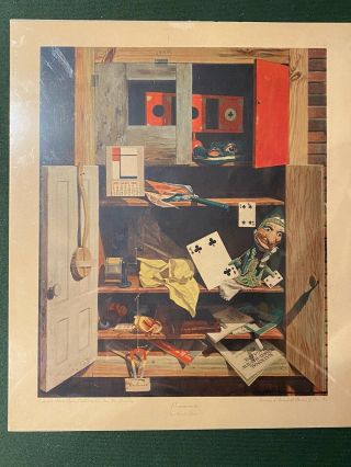 Rare Pocusmania Print By Kenneth Davies - Punch & Judy,  Trompe L’oeil,  Apparatus