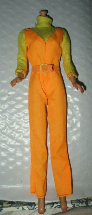 Vintage 1974 Barbie Sun Valley Ski Jumpsuit 7806 Orange Yellow Outfit