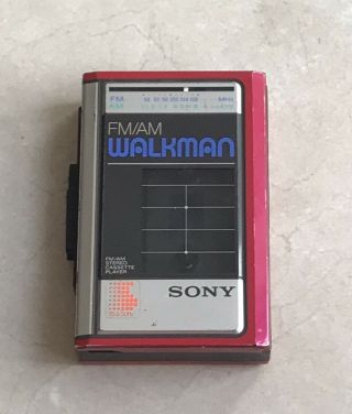 Vintage Sony Walkman Wm - F31 Stereo Cassette Player Fm/am Radio Rare Red
