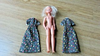 Vintage 1973 Mattel 9” Sunshine Family Doll " Stephie " With Two Dresses