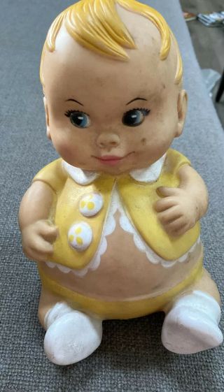 Vintage Uneeda Doll Co Inc 1967 Plum - Pees Baby Yellow Rubber Doll Boy