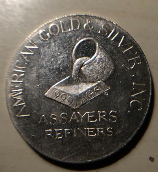 Vintage Assayers Refiners 1 Troy Ounce Silver Coin Rare