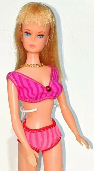 Barbie Clone Doll Swimsuit: Vintage Maddie Mod Pink Stripe Bikini