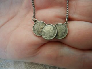 1938 Buffalo Indian Head Nickel Miniature Coins Silver Tone Necklace