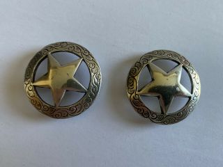 Antique Texas Star Concho Chicago Screw Bars.  Set Of Two