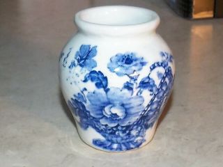 Vintage Miniature Blue White Ironstone Charlotte Royal Crownford Vase England