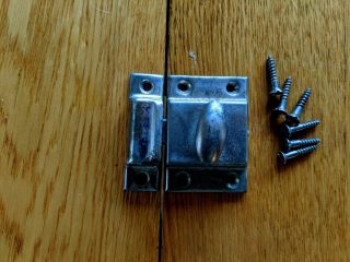Old Cabinet Cupboard Catch Latch Oval Turn Knob Antique Stamped Metal W/screws