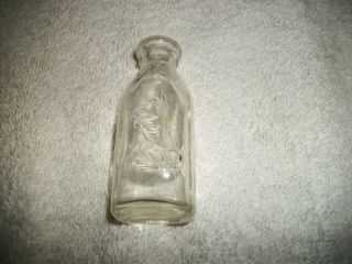 Vintage Dollhouse Baby Bottle Toy Glass Embossed With Dog On Front