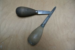 2 Antique Richards Wood Handle Oyster Knife