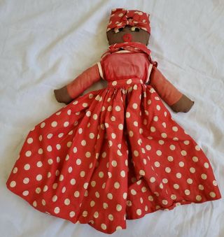 Vintage/antique Black Americana Folk Art Female Rag 1/2 Doll