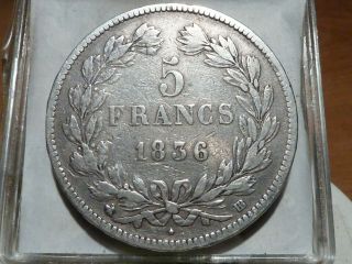 Cir12 (277) - 5 Francs (argent) - Louis Philippe I - 1836 Bb - Rare