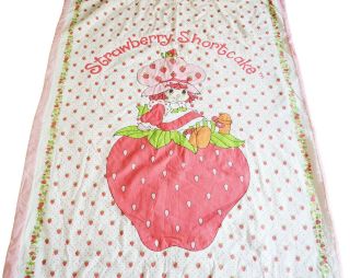 Strawberry Shortcake Padded Single Bed Quilt Vintage 1984 Rare