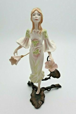 Rare Royal Worcester Albany Bronze & Ceramic Flower Fairy Figurine - Perfect