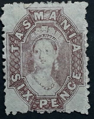 Rare 1884 Tasmania Australia 6d Reddish Purple Chalon Head Stamp Perf 12