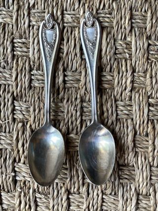 2 Old Colony 1847 Rogers Bros Silverplate Teaspoon Spoon Art Deco 6 "