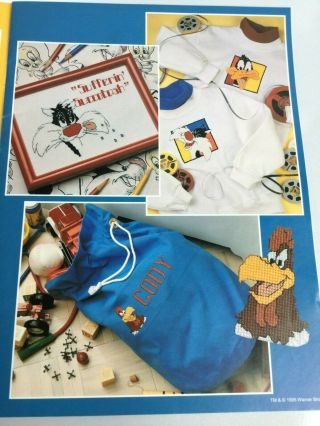 Vintage Leisure Arts THE OFFICIAL LOONEY TUNES Cross Stitch Book Tweety and More 3