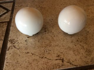 Vintage 2 Large Round Ball,  White Porcelain Knobs Cabinet Drawer Pulls