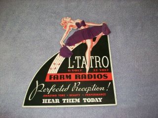 Rare Vintage 11 " Tall Display Stand Up L - Tatro Farm Radios L Tatro Woman