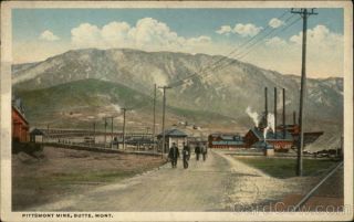 Butte,  Mt Pittsmont Mine Silver Bow County Montana Antique Postcard Vintage