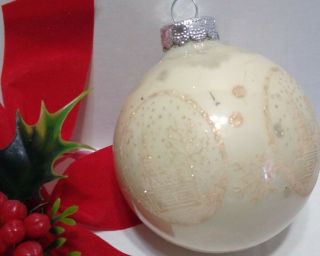 Vintage Christmas Ornament Rauch Mercury Glass Mica Glitter Stenciled Church