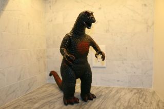 Vintage 1997 Godzilla 15” Dormei Poseable Toy Volcano Red Foot Stamped Rare