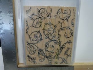 Stampin Up Antique Background Wood Mounted Rubber Stamp Euc A22737