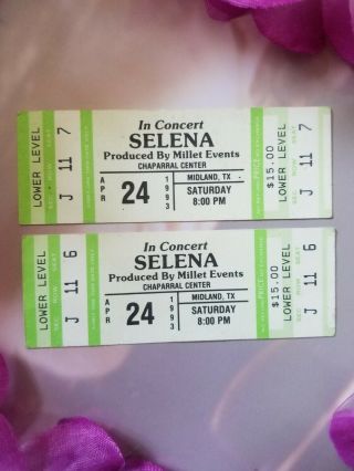 Selena Quintanilla Authentic Rare 1993 Concert Tickets Midland,  Tx