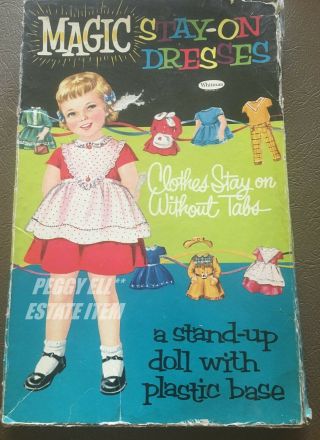 1961 Whitman " Magic Stay - On Dresses " Paper Doll W/box No.  4618 Clothes Cut