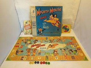 Htf Rare Vintage 1957 Terrytoons Mighty Mouse Board Game Milton Bradley Company