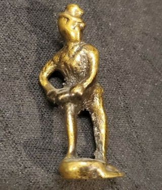 Five Antique Solid Brass / Bronze Figures Made In England Miniature Figure