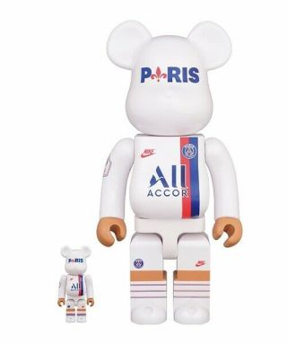 Be@rbrick 100ï¼… & 400ï¼… Bearbrick Medicom Toy Paris Saint - Germain Figure Doll