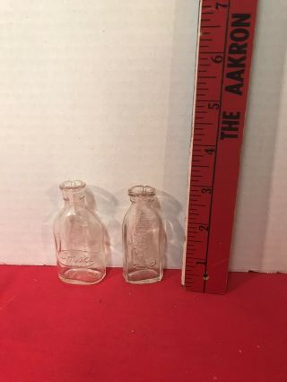 Two Antique Glass Doll Bottles.  One With Begging Dog.  & Ansco Doll E Toys