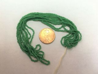 Antique Micro Seed Beads - 14/0 Light - Medium Green Greasy - 5 Gram Hanks - Italy