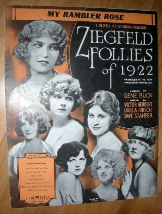 1922 My Rambler Rose Sheet Music Ziegfeld Follies Of 1922 By Hirsch,  Buck