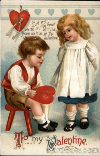 Children To My Valentine Antique Postcard Vintage Post Card