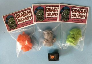 Deadly Delivery Halloween Iii Set W/ Rare Tv Retroband 3 Figures Resin Art Toys